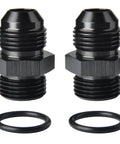8AN Male Flare To 8AN ORB O-Ring Boss Fuel Pump Rail Adapter Fitting Aluminum Black Anodized 6061-T6 Pack Of 2