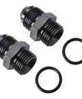 8AN Male Flare To 8AN ORB O-Ring Boss Fuel Pump Rail Adapter Fitting Aluminum Black Anodized 6061-T6 Pack Of 2