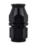 8AN PTFE Hose End Fitting Straight Black, aluminum swivel fitting with 3/4-16 UNF thread, front view