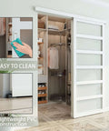 42x84 White PVC Sliding Barn Door With Hardware Kit And Pull Lightweight Translucent Plastic Panel Waterproof Easy Install Semi Opaque