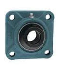 Front view of UGF310 50mm Eccentric Collar 4-Bolt Flange Heavy-Duty Sealed Ball Bearing Insert with Cast Iron F310 Housing