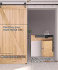 8FT Barn Door Hardware Kit with Heavy Duty Sliding Track installed on wood door, ideal for 44 to 48 inch panels, showing door clearance.