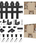 8ft Super Mini Sliding Barn Door Hardware Kit For Double Doors For TV Stands, Cupboards, Storage Cabinets And Wardrobes, J Shape Hanger, Flexible Floor Guides For Grooved Or Non Grooved Doors, Includes 2 Spliced Tracks components and installation.