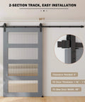 8FT Sliding Barn Door Hardware Kit for Single Doors up to 48 Inch installed with track and rollers, room view