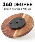 Bottom view of Acacia Wood Lazy Susan Turntable Organizer 8-Inch Round Rotating Serving Tray for small storage.