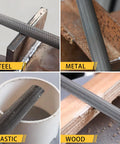 Durable 8 inch half round file crafted from premium T12 carbon steel with 62-66 HRC hardness used on steel, metal, plastic, wood