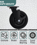 ✝️ 8 inch heavy duty caster wheels set of 4（2swivel brake & 2 fixed 2000lbs capacity, large solid rubber caster for outdoor use
