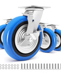 8 inch heavy duty caster wheels set of 4 rated 6000 lb total with smooth rolling design industrial polyurethane wheels thickened brackets.