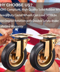 8 Inch Heavy Duty Plate Casters Set Of 4 With 2 Locking Swivel And 2 Non Locking Swivel Industrial Rubber Wheels display