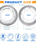 Front and back view of 6 Pack 8 Inch Heavy Duty Lazy Susan Turntable Bearings with dimensions and features highlighted.