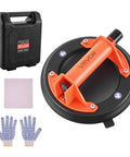 8-Inch Heavy-Duty Vacuum Suction Cup Lifter With ABS Handle, 400 Lb Max Lift Capacity, carrying case, gloves, and cleaning pad