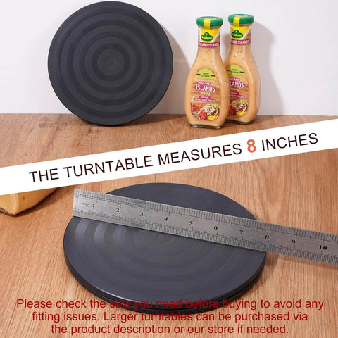 8 Inch Lazy Susan Turntable Organizer with Ruler, Heavy Duty Rotating Swivel Stand, Non Slip Pads for Kitchen Use
