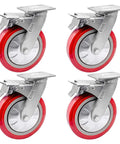 Heavy Duty 8 Inch By 2 Inch Locking Swivel Caster Set Of Four With Polyurethane On Polyolefin Core