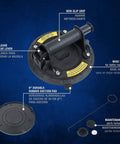 Heavy Duty 8 Inch Vacuum Suction Cup Lift Tool With 242 Lb Capacity showing non-slip grip and release valve lever