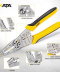 8 Inch Wire Stripper And Crimping Pliers For 10-22 AWG Solid And Stranded Wire, precise stripping, cutting, crimping tool with non-slip grip