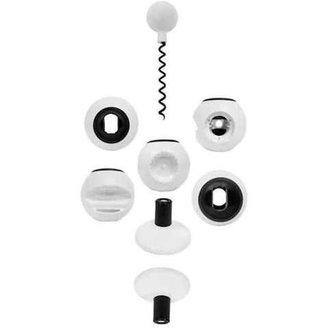 8-In-1 Multi-Function Kitchen Opener with Jar Opener, Bottle Opener, Can Opener, ergonomic non-slip handles, white attachments displayed