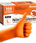 8 Mil Nitrile Disposable Gloves Heavy Duty Mechanic Large 100 Count Powder Free box and gloved hand giving thumbs up