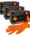 8 Mil Orange Diamond Textured Nitrile Disposable Gloves Medium 3 Boxes 100, featuring glove and packaging