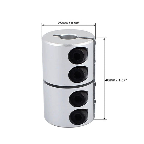 8Mm To 8Mm Shaft Coupling Aluminum Alloy 40mm Length 25mm Diameter Screw Clamp Joint for 3D Printer CNC Machine