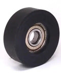 8mm Bore x 32mm Plastic Covered Bearing - Black Tire 8x32x13mm with steel core, side view