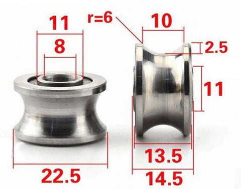 8mm Bore Bearing with 22.5mm Pulley U Groove Track Roller Bearing 8x22.5x13.5mm - VXB Ball Bearings
