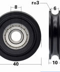 8mm Bore Bearing with OD: 40mm U Groove Plastic Tire for Sliding Doors - VXB Ball Bearings