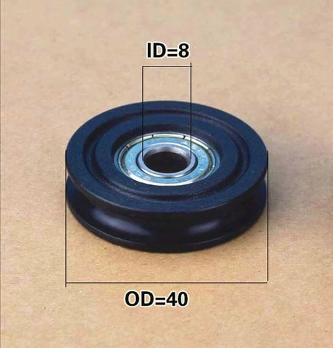 8mm Bore Bearing with OD: 40mm U Groove Plastic Tire for Sliding Doors - VXB Ball Bearings