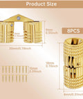 Product size chart of 8 Pcs 8mm Hidden Brass Barrel Hinges For DIY Jewelry Boxes And Hand Craft Projects, detailed dimensions shown.