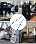 Two Pack 8mm x 150mm Chrome Linear Motion Rods for 3D printers with smooth, precise motion, shown alongside various 3D printing setups