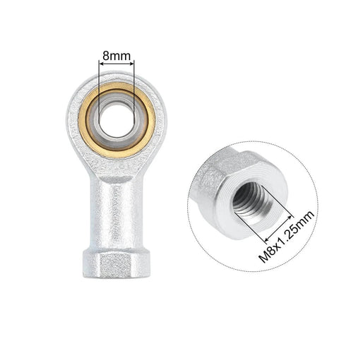 8mm rod end bearing with M8x1.25 female right hand thread, SI8T/K spherical rod end, carbon steel housing, chrome plated ball