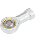 8mm rod end bearing with M8x1.25 female right hand thread, SI8T/K spherical rod end ball joint, carbon steel housing, close-up view
