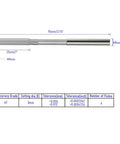 8mm Chucking Reamer H7 HSS M35 Cobalt Lathe Tool With 6 Straight Flutes and Round Shank. Technical specifications shown.