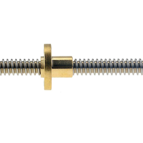 16 Piece 150mm Linear Motion Set lead screw close-up, brass nut for 3D printers, CNC machines, automation systems
