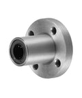 Close-up of an 8mm linear ball bearing LM8UU round flange with 8mm bore, 15mm OD, 24mm length, designed for CNC and automation use.