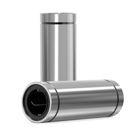8mm Bore Linear Bearings with Rubber Seals, 2-Pack, 15mm OD, 45mm Length, shown with durable stainless steel body