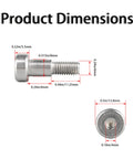 Five Pack 8mm Shoulder Bolts M6 Hex Socket Stainless Steel Rust Resistant Machine Screws For Machinery Automotive And Industrial Use dimensions