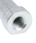 Close-up of 8mm rod end bearing with M8x1.25 female right hand thread, SI8T/K spherical rod end ball joint, chrome plated ball
