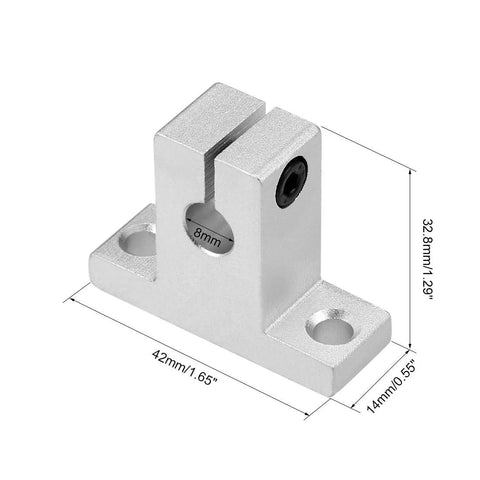 8mm Shaft Support For Linear Motion Slide Rail Guide Blocks SK8 For CNC And 3D Printer Pack Of 2, made of aluminum alloy with 5.5mm holes