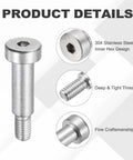 Eight Pack 8mm Shoulder Diameter 20mm Shoulder Length 304 Stainless Steel Hex Socket Shoulder Bolts M6x1 Thread Set product details