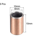 8mm Bore Sleeve Bearing 10mm OD 15mm Length Set Of Six Oilless Plain Bearings With Bronze Sintered Coating