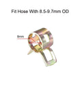 8mm Inner Diameter Heavy Duty Spring Band Type Hose Clamp for 9.7mm OD Hose, 65 Mn Steel, DIY Friendly