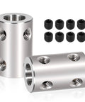 Two Pack 8mm to 8mm stainless steel shaft couplers with screws for rigid, high torque coupling in 3D printer motors and CNC rigs