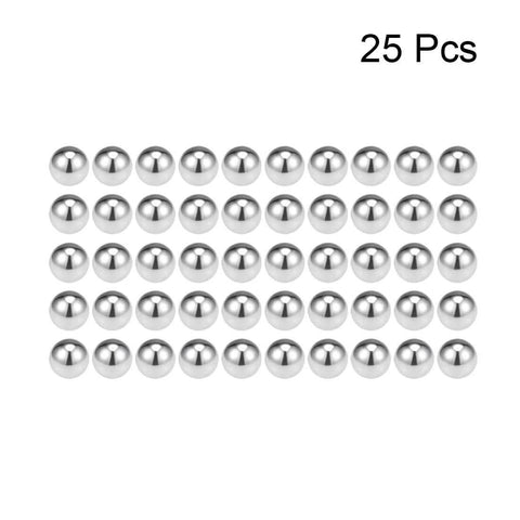 8mm Bearing Balls 304 Stainless Steel G100 Precision Balls 25pcs, arranged in five rows, front view.