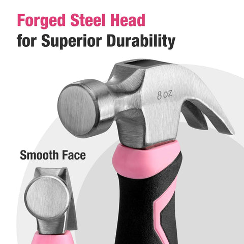 8 Oz Claw Hammer With Fiberglass Handle For Easy DIY Projects, Forged Hardened Steel Head For Precise Nailing, Lightweight Yet Durable