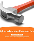 Close-up of Eight Ounce Straight Rip Claw Hammer With Fiberglass Handle Smooth Face Non Slip Grip General Purpose Hammer.
