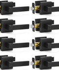 8 Pack Matte Black Privacy Door Levers Set With Keyless Interior Knobs Square Flat Handles For Bedroom And Bathroom Heavy Duty Door Locks