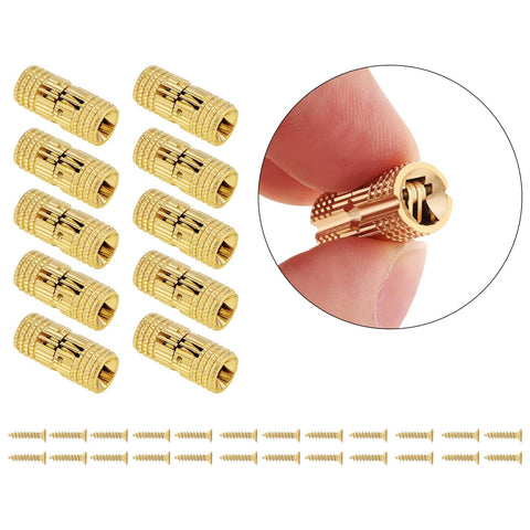 8 Pcs 8mm Hidden Brass Barrel Hinges For DIY Jewelry Boxes And Hand Craft Projects, showing close-up of polished hinges and screws