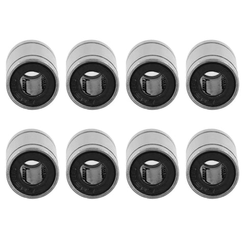 8pcs lm6uu linear ball bearings, 3d printer cnc parts, 6mm bore dia 12mm OD linear bearings set, shown with steel double seal design