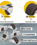 8Pcs 1/2 Inch Mini Rigid Caster Wheels Low Profile Fixed Direction with Rubber Wheels Steel Top Plate details