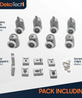 Image of 8 Pcs Shower Door Rollers Replacement Set, 23mm single wheels with top and bottom runners, door stoppers, and screw caps.